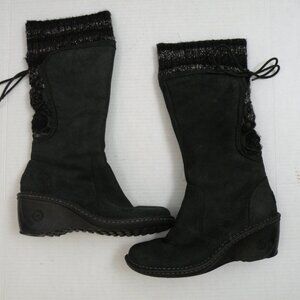 UGG suede wedge sweater boots shearling lined 8